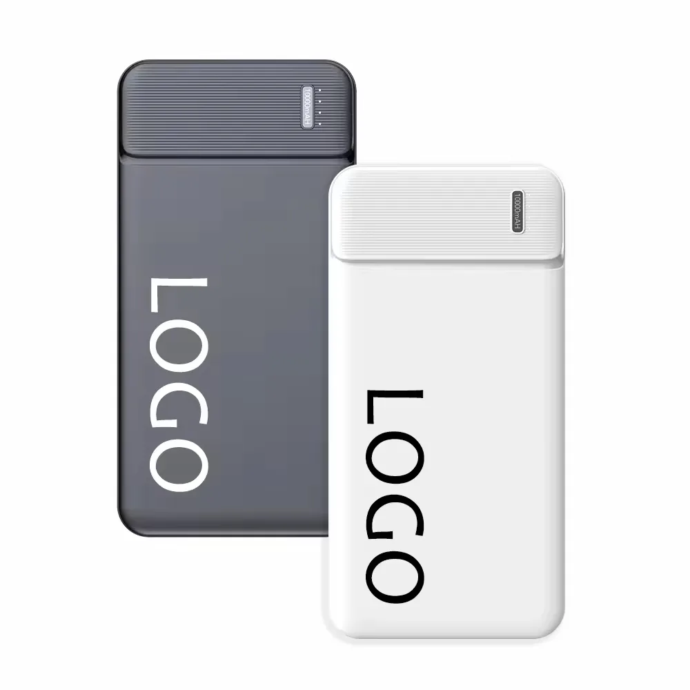 Power bank de 10.000 mAh con puertos USB-C y USB-A y logotipo impreso