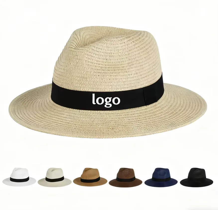 Sombrero de ala ancha con protección UV y logotipo bordado al frente