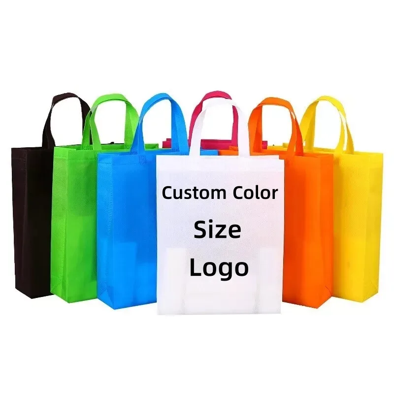 Bolsa tote de cambrel de color con asas largas y logotipo serigrafiado