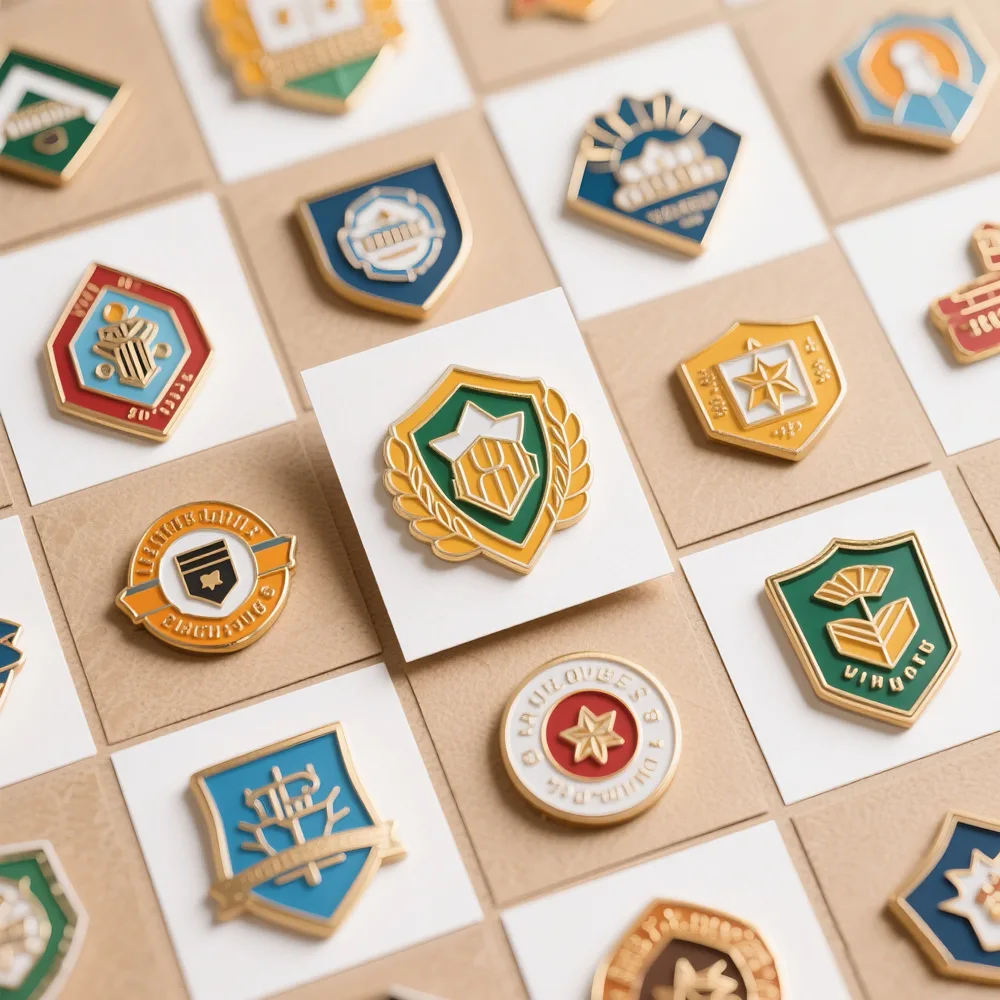 Pin metálico esmaltado con logotipo en relieve y broche de mariposa
