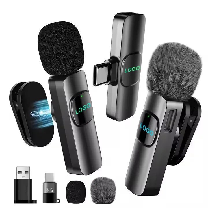 Micrófono mini inalámbrico de solapa con receptor USB-C y estuche personalizado