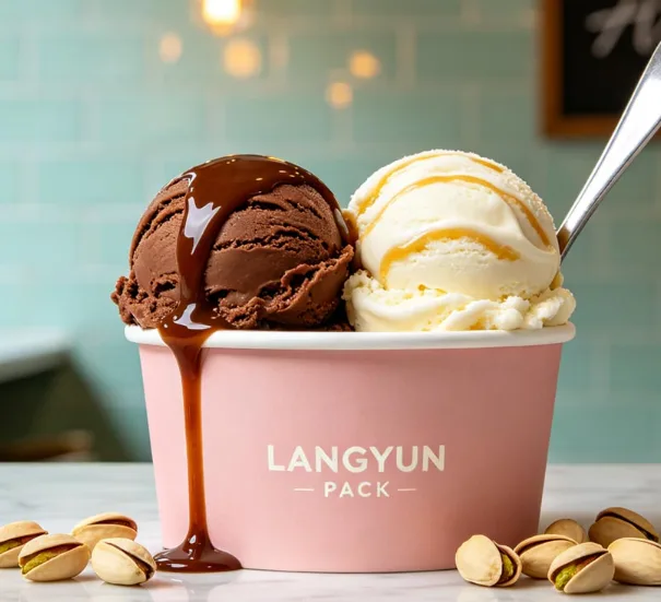 Vaso de papel para helado con impresión a todo color y logotipo