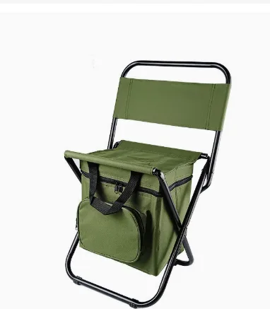 Silla de camping plegable con hielera bajo el asiento y logotipo bordado